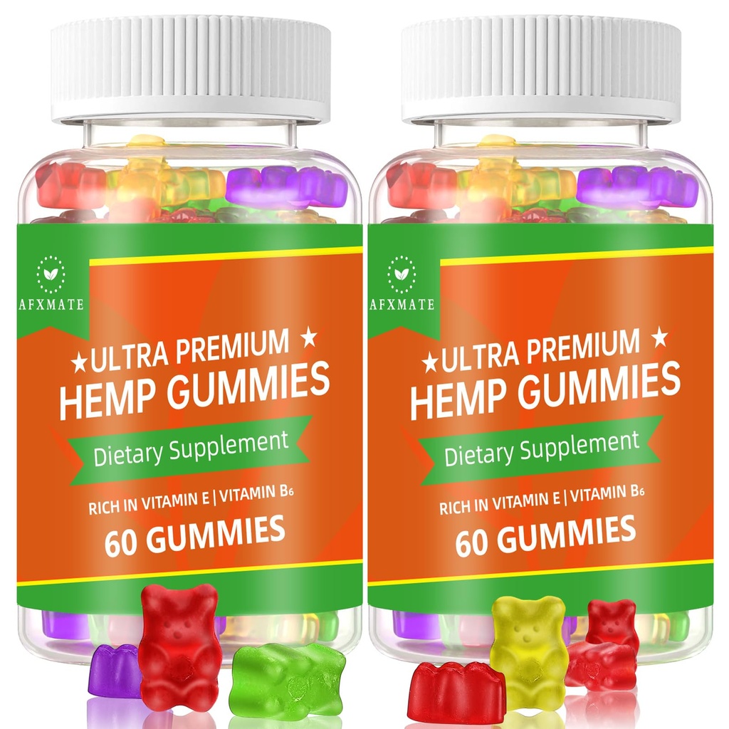 (2 Pack) Hamp Gummies, Fruity Edibles Gummy Advanced 100% Natural High Potency Hemp Seed Extract Gummies - 120 Gummies