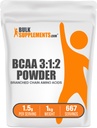 BulkSupplements.com BCAA 3:1:2 Powder - BCAA Supplements, Branched Chain Amino Acids Powder - Unflavored & Gluten Free, 1,5g per Servering, 1kg (Pack of 5) (11 lbs)
