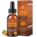 (2 Pack) Organisk gurkmeja Curcumin Supplement med Black Pepper och Ginger - Liquid Turmeric Extract Drops (med Cinnamon, Rosemary) - Mobilitet och flexibilitet Support och Digestive Health - 1 Fl Oz
