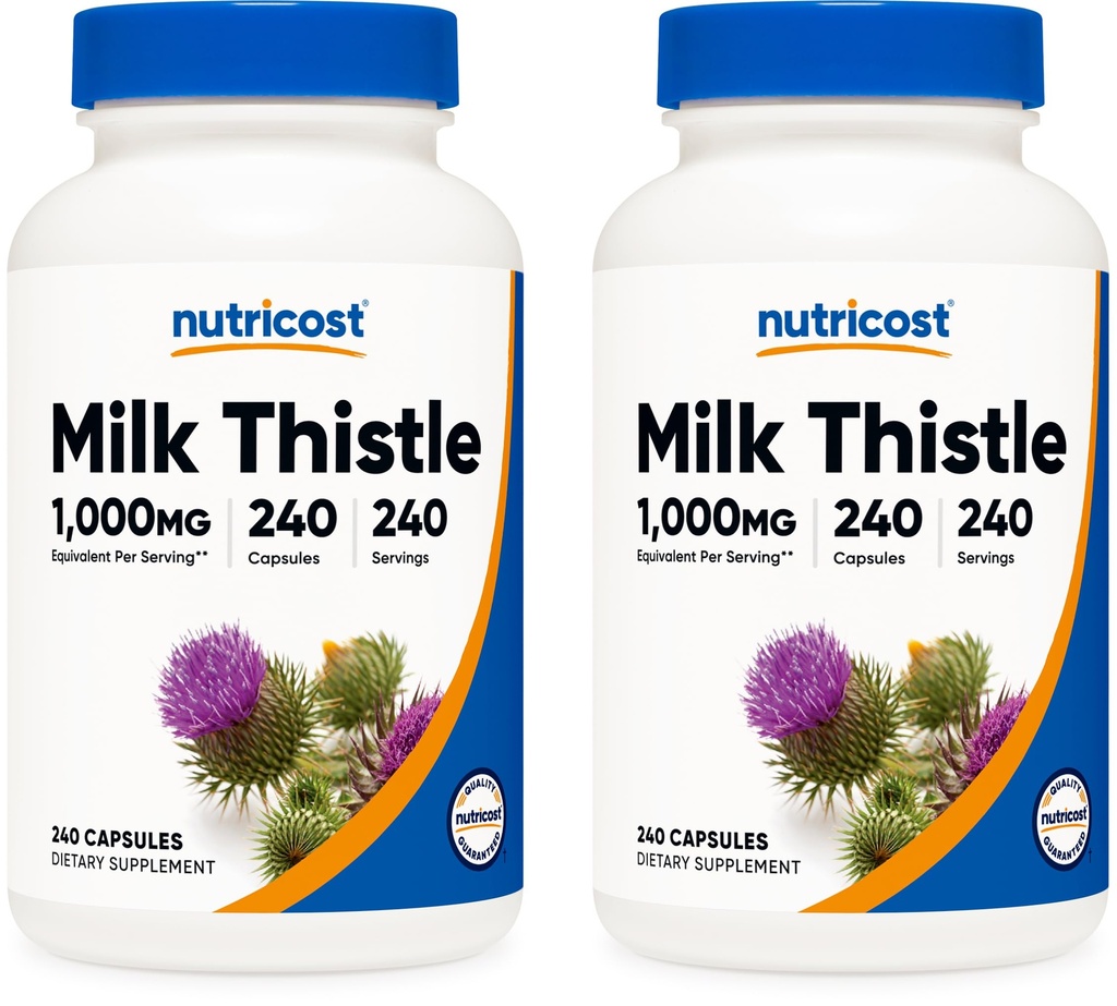 Nutricost Milk Thistle 1000mg Equivalent, 240 kapslar (2 Pack) - 250mg av 4:1 Extrakt - Vegan, icke-GMO och Gluten Free