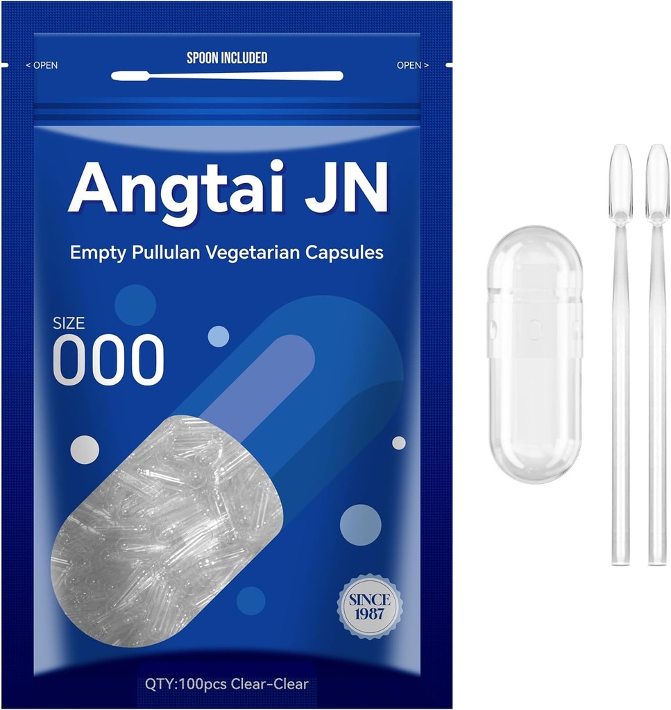 Tomma kapslar Storlek 000 - Tydliga Fillable Vegan kapslar (100 greve) Storlek 000 tomma pullulanska kapslar med två mikrolab skedar, Veggie kapslar tomma Caps för DIY dina egna tillägg