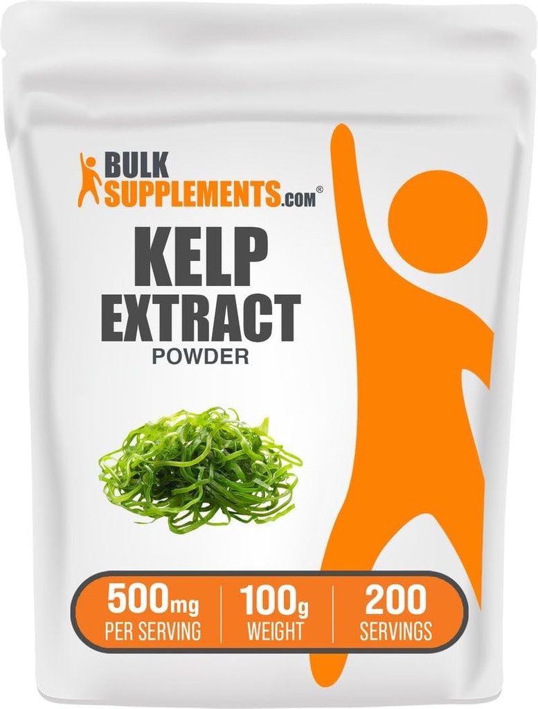 BulkSupplements.com Kelp Extract Powder - Kelp Supplement, Brown Seaweed Extract, Seaweed Powder - Gluten Free, 500mg per Servering, 100g (3,5 oz) (Pack av 1)