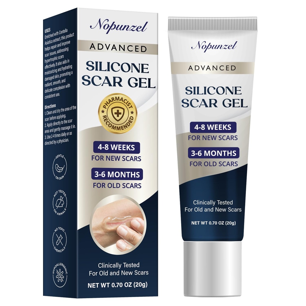 Silicone Scar Gel: Silicone Gel for Scars - Förbättra Scar Appearance for Old and New Scars - Medical Grade Silicone - Advanced Scar Gel - Scalds - Surgery - Injury - Stitches - Burns - 20g