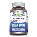 Fantastiska formler Kaliumjodidtillskott | 130 Mg | 120 tabletter | Icke-GMO | Glutenfri | Tillverkad i USA