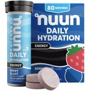 Nuun Energy Electrolyte tabletter med Ginseng, koffein från Green Tea Extract, vitamin B12, B6, B5, Magnesium & 4 Andra elektrolyter, Gluten Free & Vegan, Berry Blast, 8 Pack (80 portioner totalt)