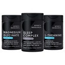 Sport Forskning Dubbel Styrka L-Theanin Supplement Softgels för Focus & Relaxation, Magnesium Glycinate för Restful Sleep & Enzymatic Processes + Sleep Complex Melatonin-Free Vegan Capsules
