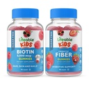 Livliga sockerfria Biotin Kids + Preciotiska Fiber Kids, Gummies Bundle - Great Tasting, Vitamin Supplement, Gluten Free, GMO Free, Chewable Gummy