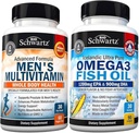 Avancerad Dagliga Mäns Multivitamin med vitamin C A B D3 E och Zink (1 Månadsförsörjning) Plus Triple Strength Omega 3 Fish Oil Softgels (1 Månadsförsörjning)