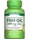 Naturens Sanning Fisk Oil Omega 3 Supplement | 2000mg | 60 Softgels | EPA & DHA | Lemon Flavor | Non-GMO och Gluten Free