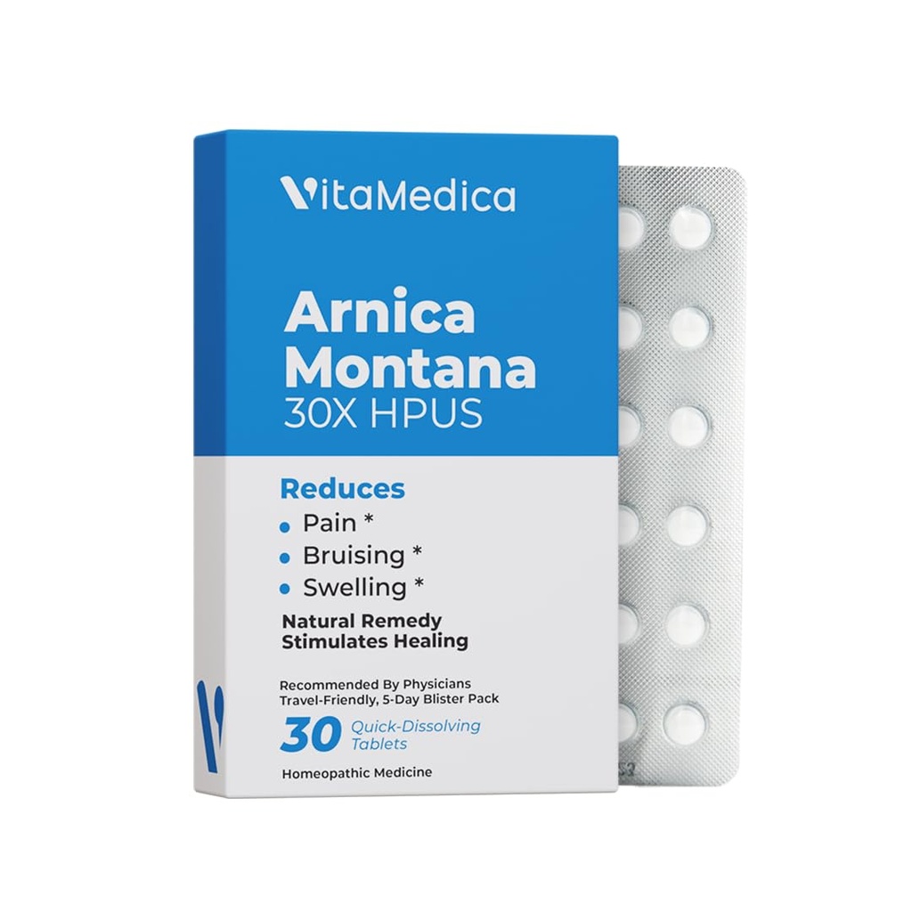 Arnica Montana 30X HPUS, Clinical Grade, Quick Dissolve Tablets, Five-Day Recovery Pack for Pain and Bruise Relief After Surgery or Injury, Natural Healing, Gentle on the Stomach - 30 Count