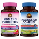 Vitalitown Magnesium + Probiotic Bundle (Pack of 2) | 10-in-1 Magnesium Complex & Women’s Probiotics 120 Billion CFUs | 90 Magnesium Caps & 30 Probiotic Caps