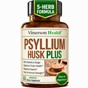 Fiber Supplement med 1080mg Psyllium Husk Powder, Slippery Elm för kvinnor och män, Ginger Root - High Fiber Pills för reglering, Digestive & Gut Health - Gentle på magen 60 Psyllium Husk kapslar
