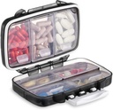 Fullicon Portable Pill Organizer Weekly, Small Travel Pill Case med 7 Compartment, Moistureproof och Airtight Pill Box, Travel Pill Holder för vitaminer / fiskoljor / tillägg