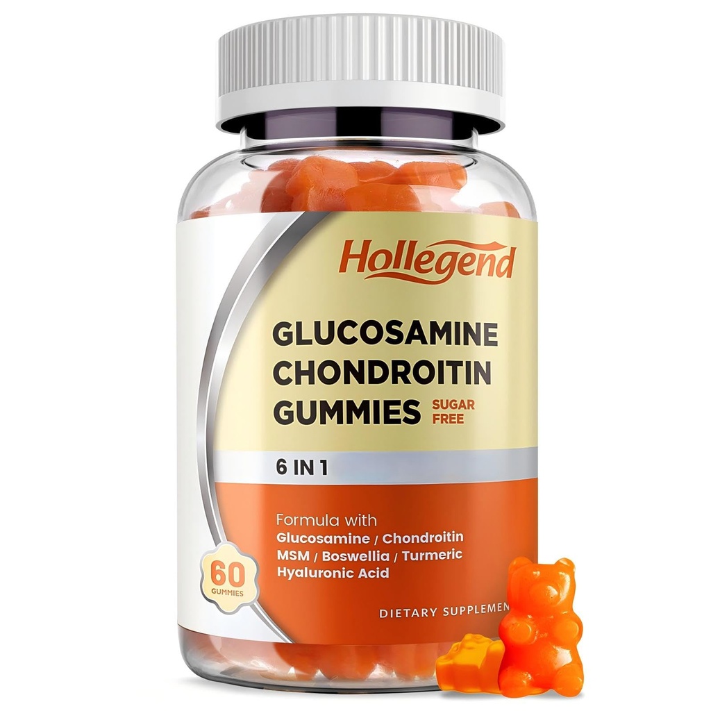 Glukosamin Chondroitin Gummies Sugar Free, Gummies kosttillskott för vuxna män och kvinnor, 60 greve