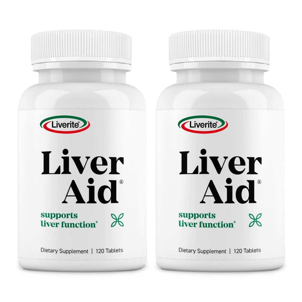 LIVERITE Liver Aid 2-Pack 120 tabletter (Total 240ct) stöder hälsosam leverfunktion, fysisk energi och vitalitet.