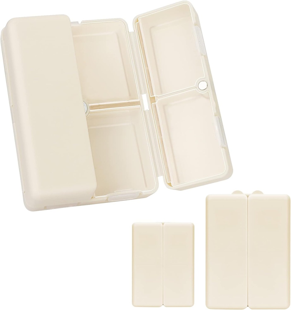 FYY 2 Pcs Daily Pill Organizer, 7 Compartments Portable Pill Case Travel Pill Organizer, [Folding Design] Pill Box för Purse Pocket för att hålla vitaminer,Cod Liver Oil, Tillskott och Medication-White