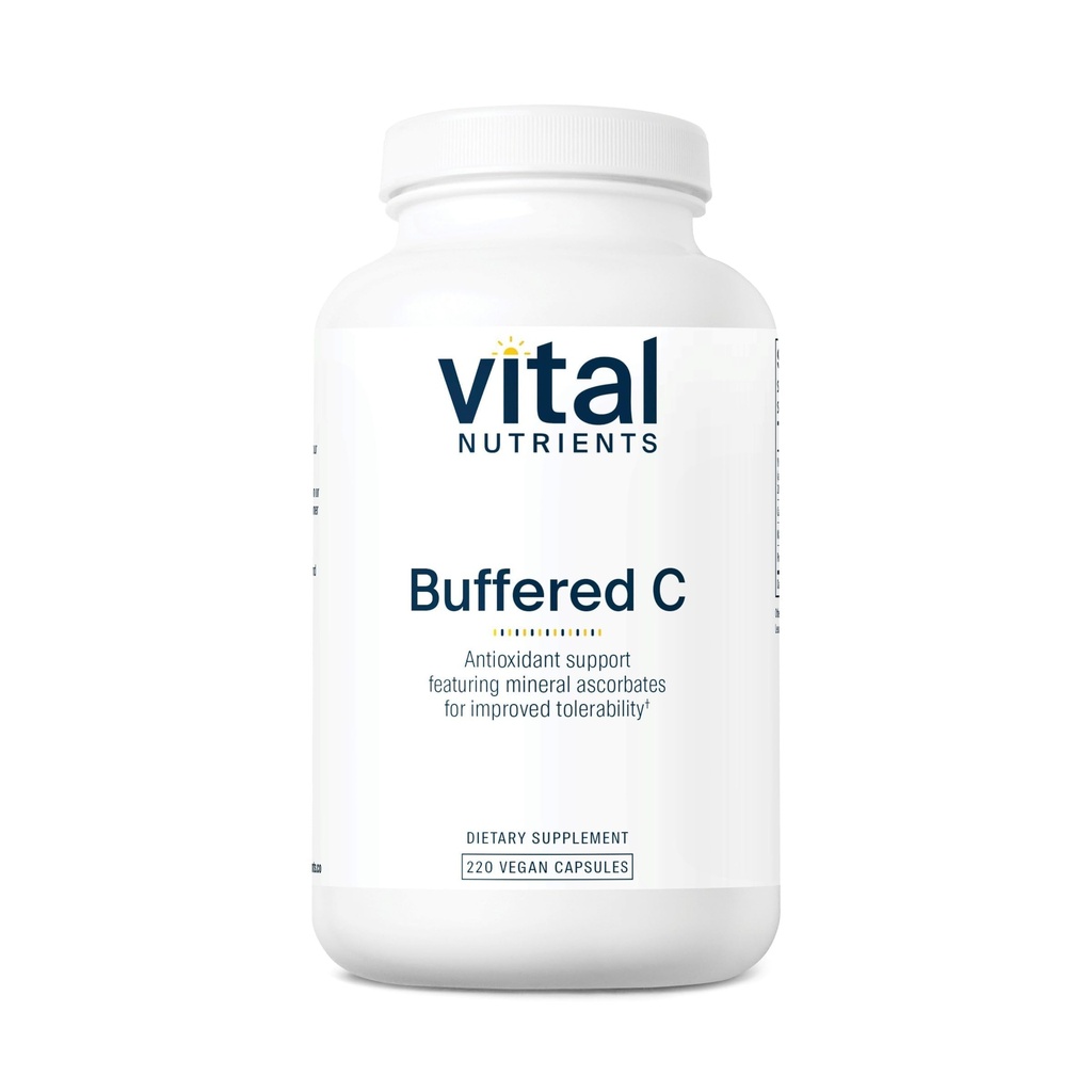 Vital Nutrients Buffered Vitamin C 500mg | Vegan Gentle Vitamin C för känsliga individer * | Immun Support Supplement * | Gluten, Dairy och Soy Free | Non-GMO | 220 kapslar