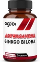 agobi 1600mg Ashwagandha med Ginkgo Biloba Supplement - Super Extract Formel för immunsystem, energiproduktion, minneshälsa och fokus - 240 Veggie Capsules