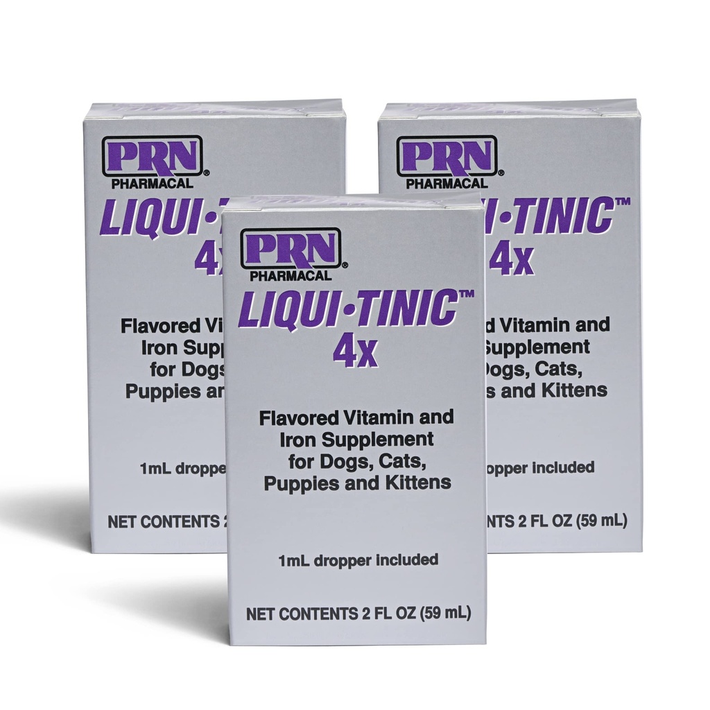 PRN Pharmacal Liqui-Tinic 4X - Järn & Vitaminer Oral Nutritional Supplement för Pets-Liver-Flavored Supplement med Järn & B-Complex Vitaminer för att stödja Wellness - 2 fl oz (3 Pack)