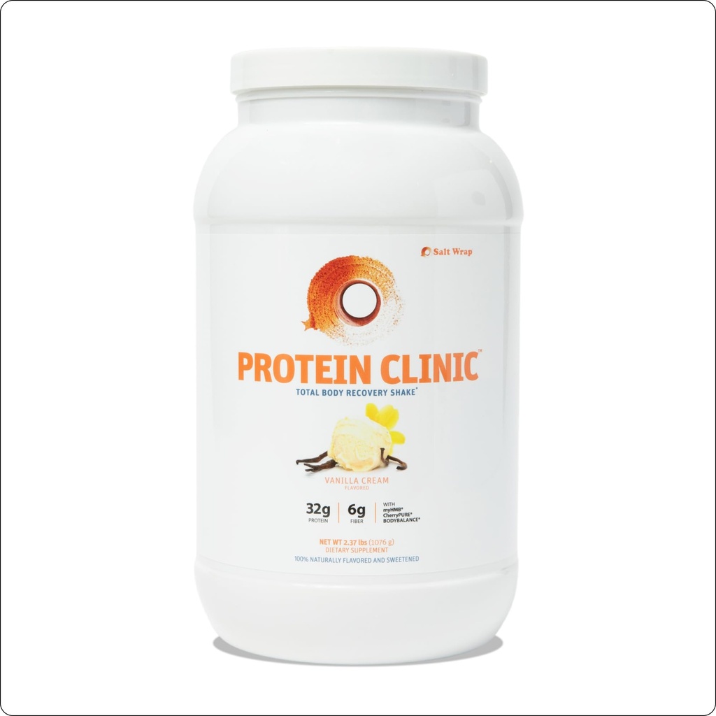 SaltWrap Protein Clinic - Total Body Recovery Shake med Collagen Peptides, HMB, Tart Cherry Extract, Pea Protein Powder Isolate, Prebiotic Fiber för Joints Natural Muscle Builder & Recovery - Vanilla