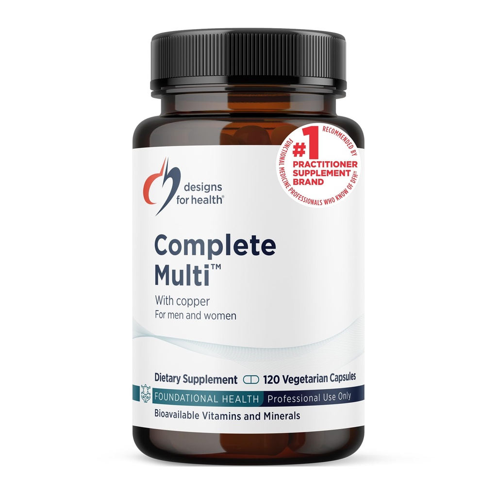 Design för Hälso-DFH-komplett multi med koppar - omfattande multivitamin + mineraltillskott med folat, 1000 IU-vitamin D, immunsupport vitaminer - multivitamin med ingen järn (120 kapslar)
