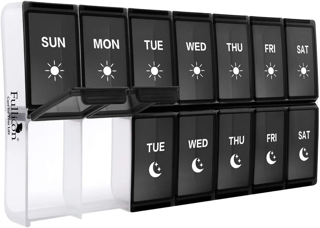 XL Weekly Pill Organizer 2 gånger om dagen, Fullicon Extra stora dagliga piller faller överdimensionerad AM PM Pill Box två gånger om dagen för vitamin / fiskolja / piller / tillägg