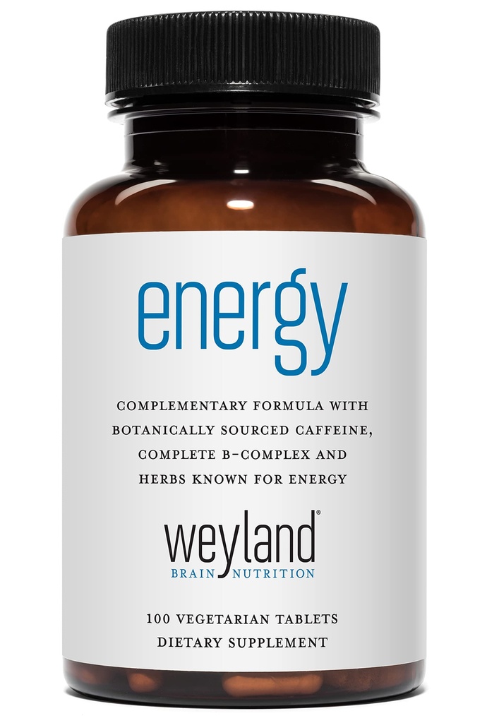 Energi | Komplimangär formel w / botaniskt källad koffein | Komplett B-komplex och energi stödjande örter