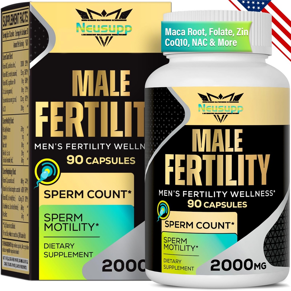 Fertilitetstillägg för män, manlig fertilitetstillägg - Optimal Sperm Count, Motility and Strength, 2000MG Mens Prenatal Vitamins med CoQ10 Maca Root, Zin, NAC & folat för konception - 90 kapslar