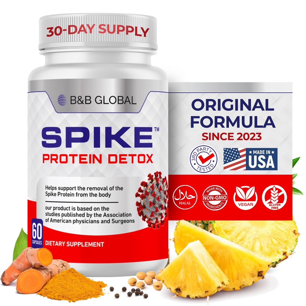 Spike Protein Detox Supplement - 3-i-1 Ultimate Nattokinase 4000 FU, Bromelain 500mg, Curcumin 1000mg - Unflavored Spike Detox Cleanse - Wellness Formel för Immune & Spike Support - 60 kapslar