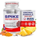 Spike Protein Detox - Spike Support Supplement for Protein Balance - Unflavored 3-in-1 Blend med Nattokinase 4000Fu, Bromelain 500mg, Curcumin 1000mg - Made in the USA - 60 Capsules, 30 Day Supply