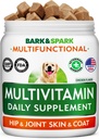 BARK & SPARK Dog Vitaminer & Kosttillskott - Multivitamin Chewable Treats for Dogs - Glukosamin Chondroitin för gemensamt stöd + Omega för hud & Coat + Probiotika - Multi Vitamin för Pets Health - 120Ct
