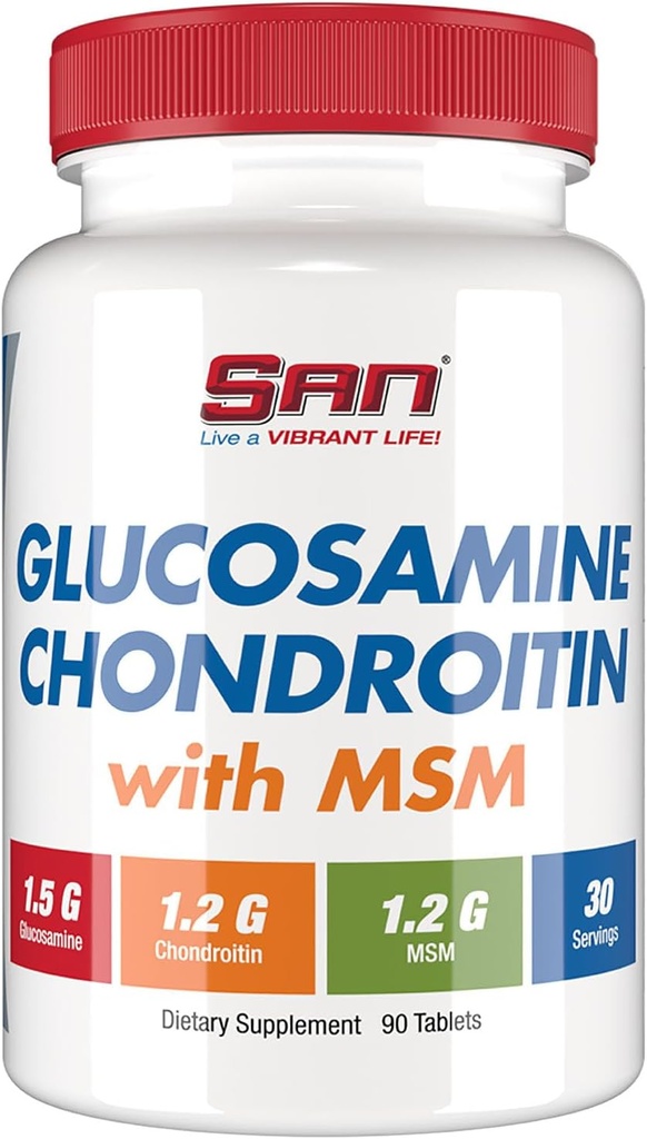 SAN Premium Glukosamin Chondroitin med MSM Complex för gemensamt stöd - Naturlig formel för hälsosamma gemensamma och rörlighet. 30 portioner