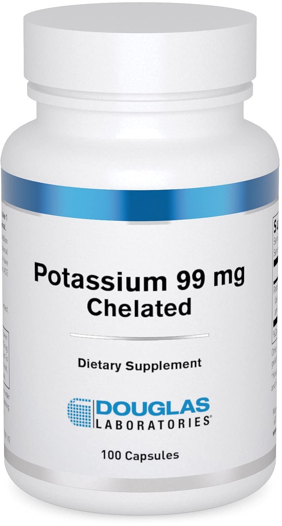 Douglas Laboratories Potassium 99 mg Chelated | Stöder Nerve Impulses, Skeletal Muscle Function och Redan Normal Blodtryck* | 100 kapslar