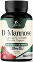 D-Mannose Supplement 1,350 mg med Cranberry & Hibiscus - Effektiv snabbverkande, spola orenheterna för naturlig blåsa, urinvägshälsostöd, för kvinnor och män, icke-GMO, Vegan, 180 kapslar