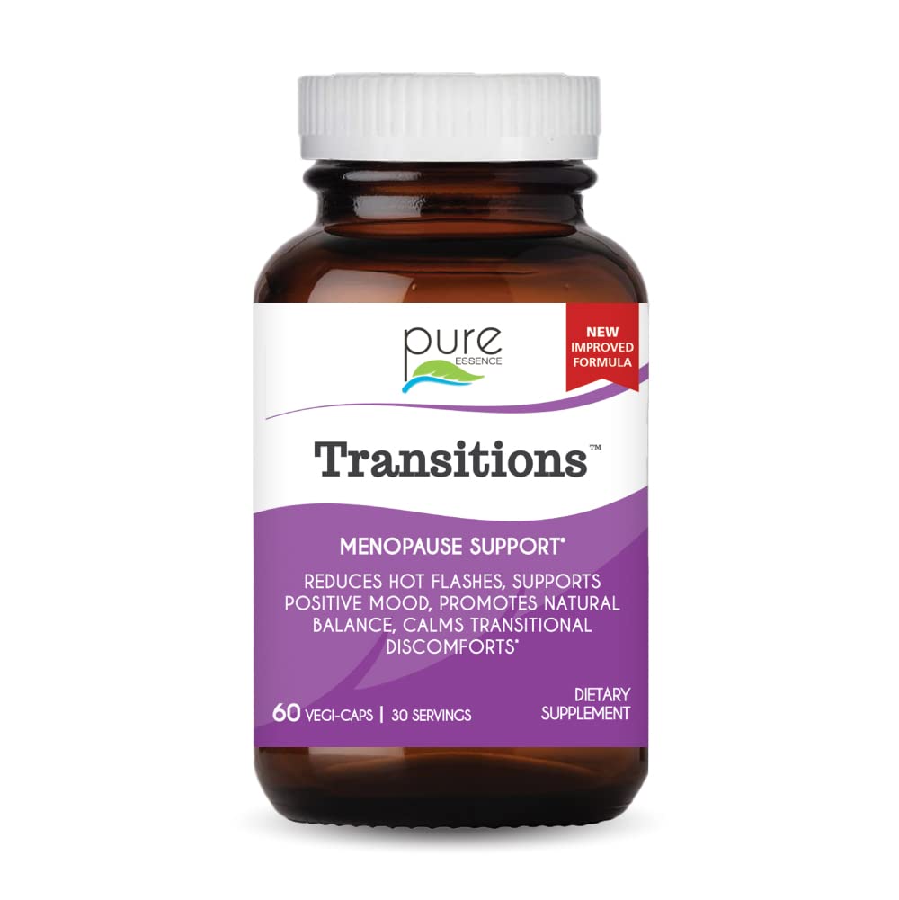 Rena Essence Labs Övergångar Vitaminer för kvinnor, naturlig klimakteriet Relief Supplement för att främja hormonbalans, minska heta blinkar, humörsvängningar och nattsvett, 60 kapslar