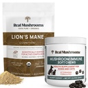 Real Mushrooms Lions Mane Powder för människor (60g) & Mushroom Immune Pet Chews (60ct) - Bundle for Cognition & Immunity - Ashwagandha, Astragalus & More - Vegan, Non-GMO, Gluten-Free, Grain-Free