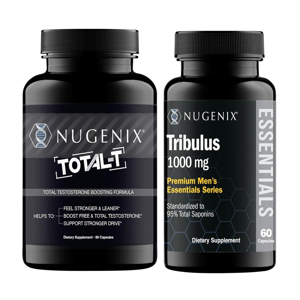 Nugenix Essentials Tribulus Terrestris Extract och Total-T Testosteron Booster för Män