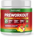 Byggd av Nature Pre Workout Powder med Beta Alanine, Kreatin Monohydrat, BCAA, L Citrulline, L Arginine och koffein - Strawberry Lemonade smak - 25 portioner
