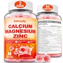Calcium Magnesium Zink Supplement Gummies med vitamin D3 K2 & B Komplex för kvinnor Män 1000mg Calcium Citrate med Magnesium Gummies för ben, muskler och immunsupport, Sugar Free, Vegan