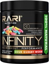INFINITY - 100% naturlig preworkoutpulver för energi, fokus och prestanda - Män och kvinnor - Vegan och Keto Friendly - No Creatine - 30 portioner (Sour Gummy Worm)