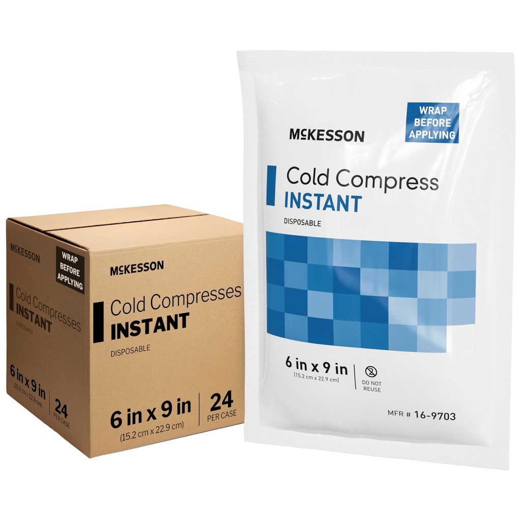 McKesson Instant Cold Packs 6" x 9" [24 Pack] - Instant Ice Packs for Injuries Disposable, Pain Relief, Swelling, Sprains - Travel Cold Compress for Sports, First Aid, Toothache