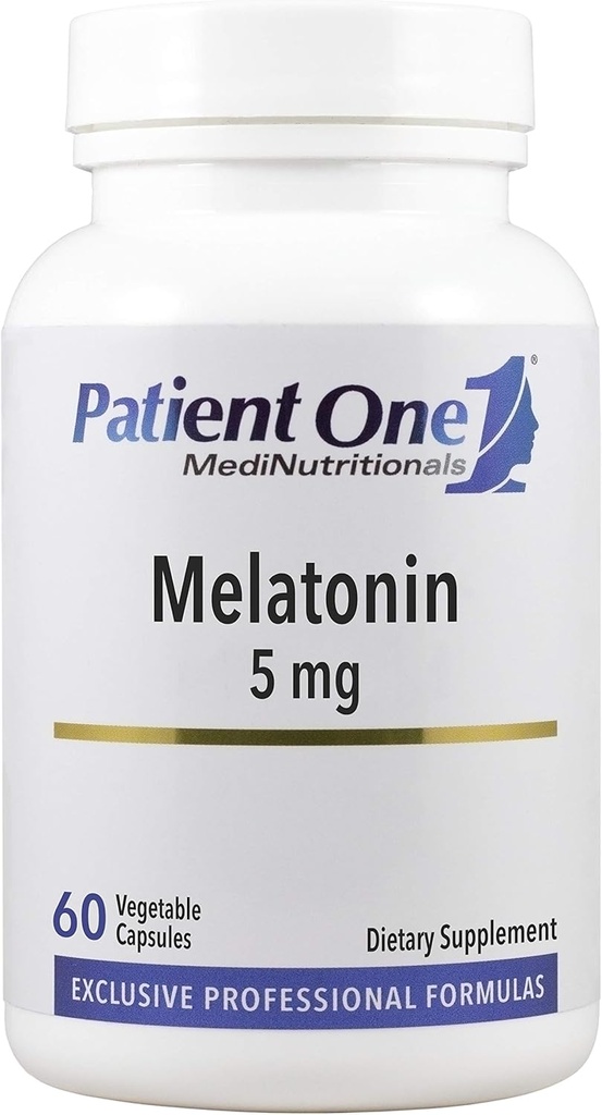 Patient One Melatonin 5mg | Tillägg för att stödja hälsosam sömn / vaken cykel * Natursömnhjälp | 60 kapslar