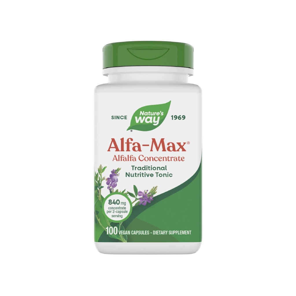 Naturens sätt Alfa-Max - Alfalfa Supplement - Alfalfa Leaf, Stem & Flower - Gluten Free & Vegan - 100 kapslar
