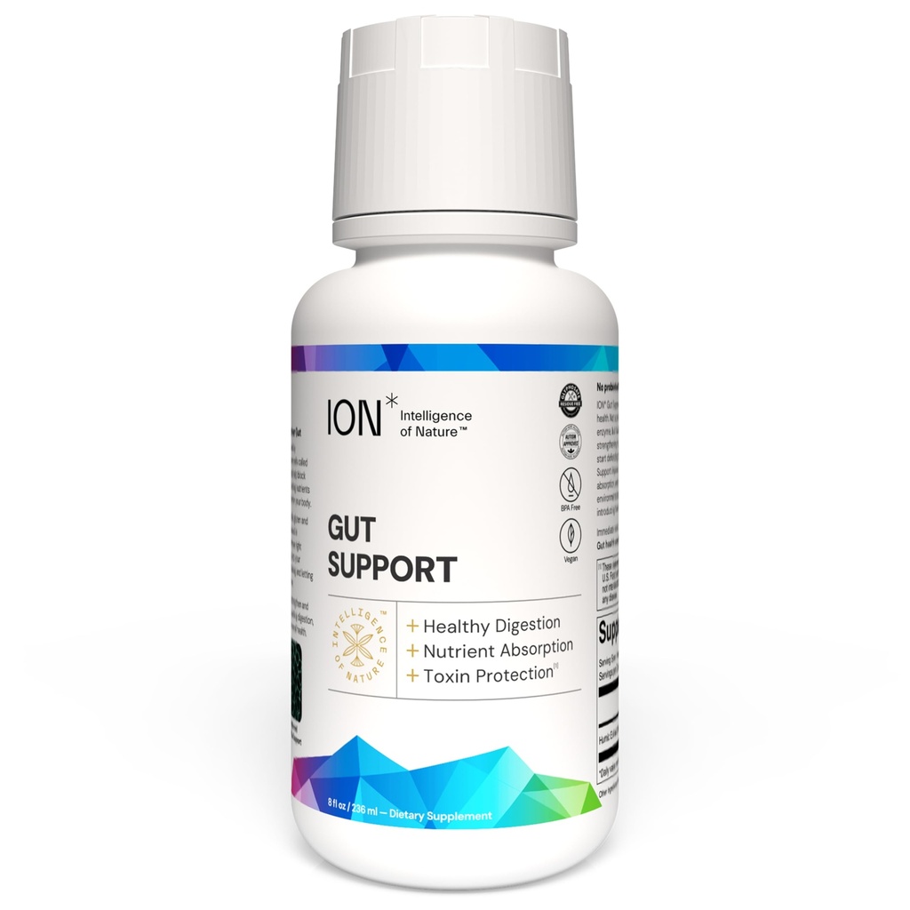 Intelligence of Nature Gut Support Liquid Supplement - Gut & Digestive Health Liquid Drops, Cleanse & Detox med Humic Extract för kvinnor och män, vuxna och barn 4 + - 8 fl oz (Pack of 1)