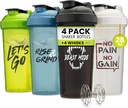GOMOYO [4 Pack] 28oz Shaker Bottle med motiverande citat | Shaker Cup med 4x Wire Mixer | Shaker för proteinblandningar Pack är BPA Free, Leak Proof och Dishwasher Safe