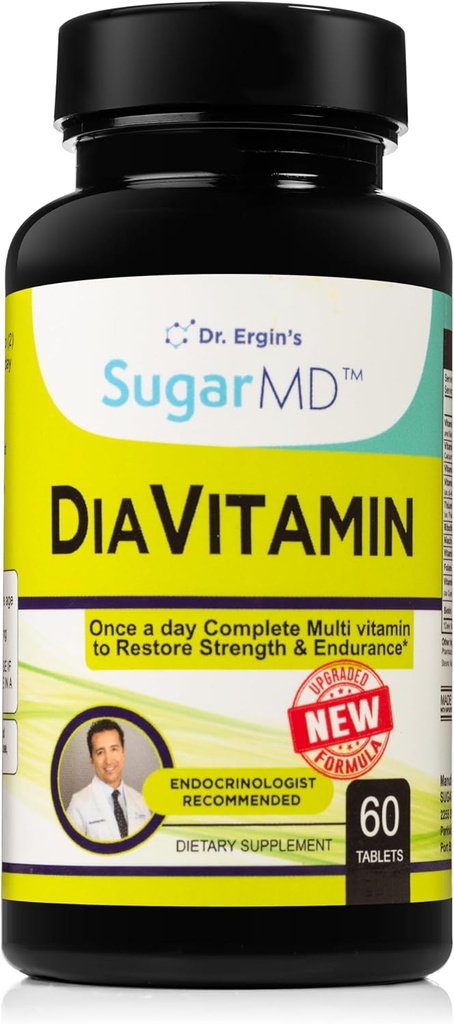 SugarMD Diavitamin Supplement Formel - Multivitamin för män och kvinnor - Multivitaminer och mineraler - 60 multi vitamin tabletter - Återställ styrka och uthållighet - icke-GMO - Glutenfri