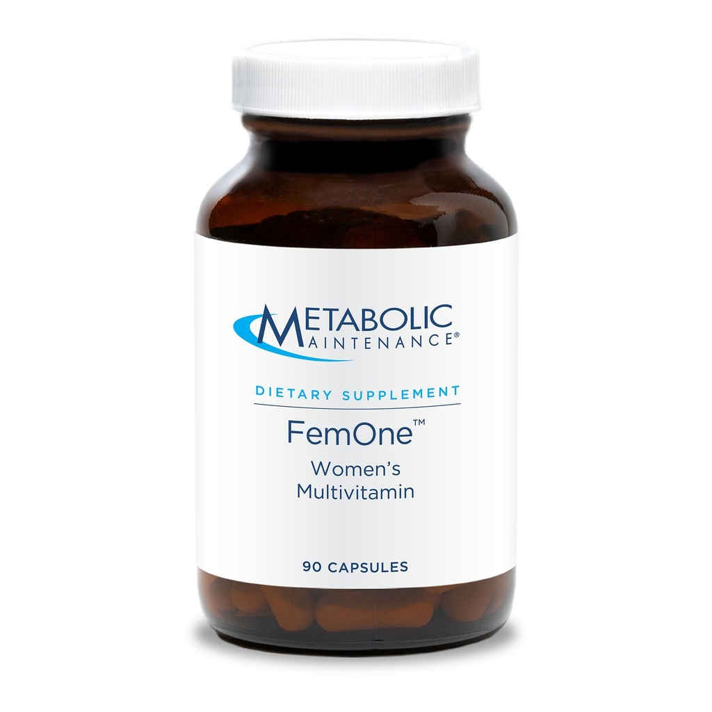 Metabolisk underhåll FemOne - Kvinnors multivitamin med biotillgänglig järn, aktiv folat, B12, antioxidanter, vitamin D + Biotin, stöd för reproduktiv + immunhälsa (90 kapslar)