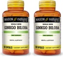 Mason Vitamins Ginkgo Biloba 500 mg 180 Gelatin Capsules per flaska, Pack av 2 flaskor Totalt 360 kapslar