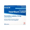 MAJOR Original Strength Heartburn Relief - Famotidin tabletter, 10 mg - Acid Reducer - 30 tabletter (1-Pack)