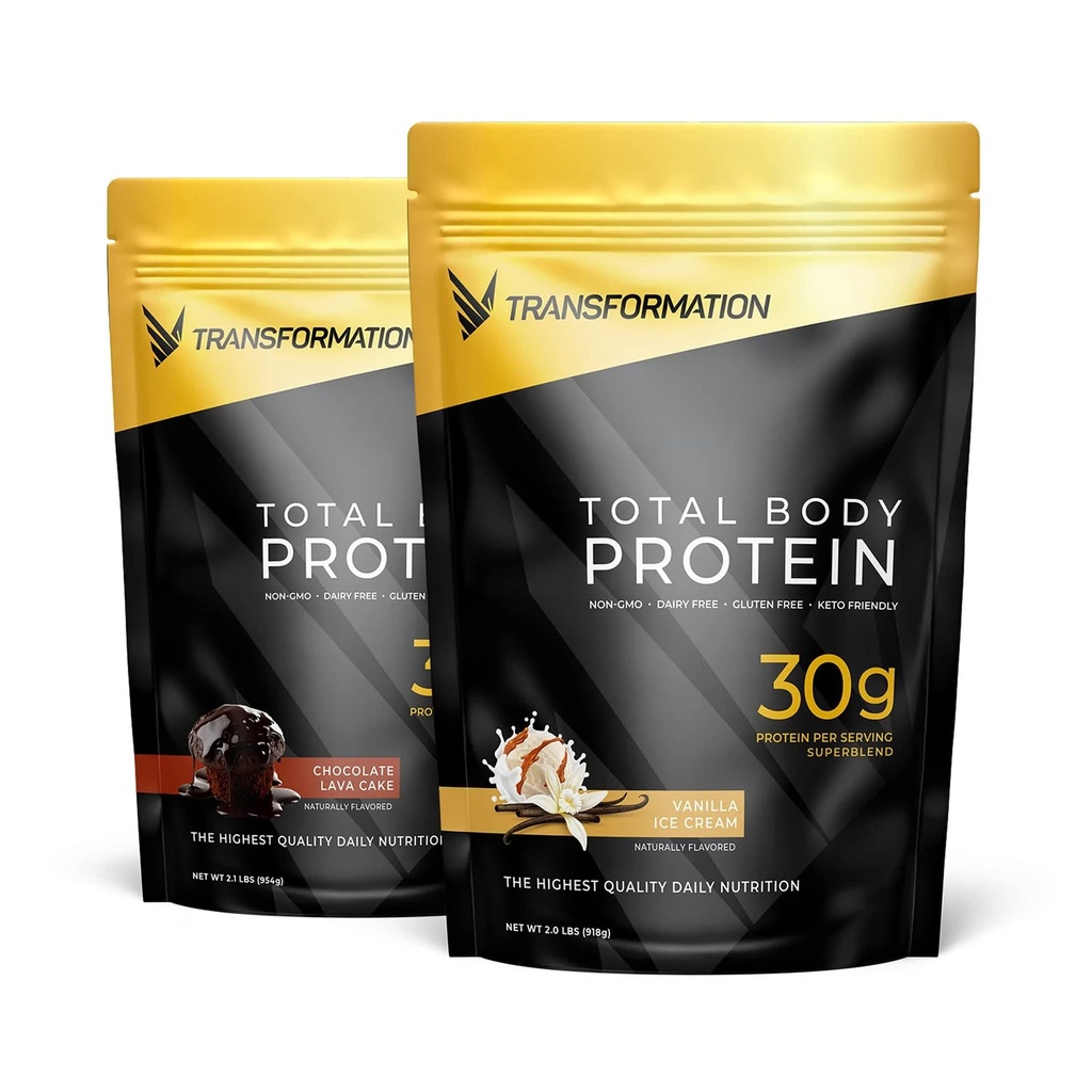 Transformation Chocolate & Vanilla Protein Powder | 30G Multi-Protein Superblend | Collagen Peptides, Egg White & Plant Blend | MCT Oil | BCAA Amino Syror | Probiotika & Enzymer | Low Carb Shake